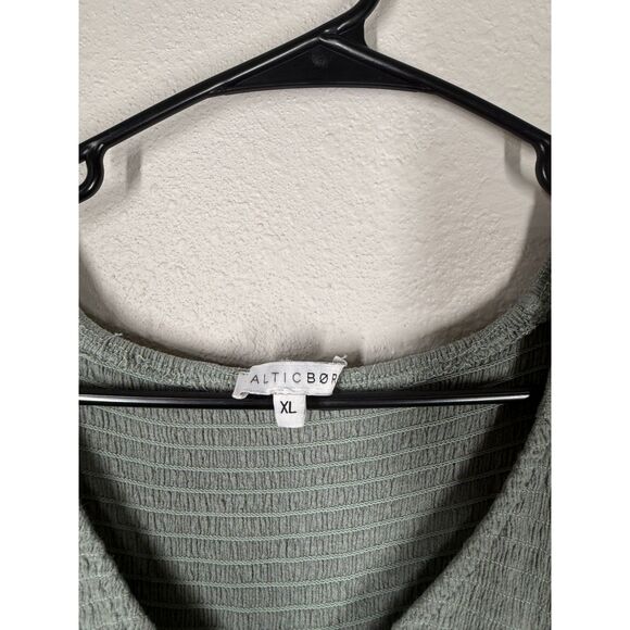 Baltic Born Womens Green Babydoll Midi Dress Sz XL Feminine V Neck Tiered - Picture 4 of 8